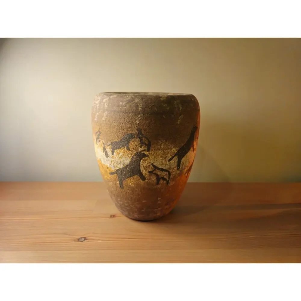 Heager Vintage Pottery Cave Painting Pictograph Vase